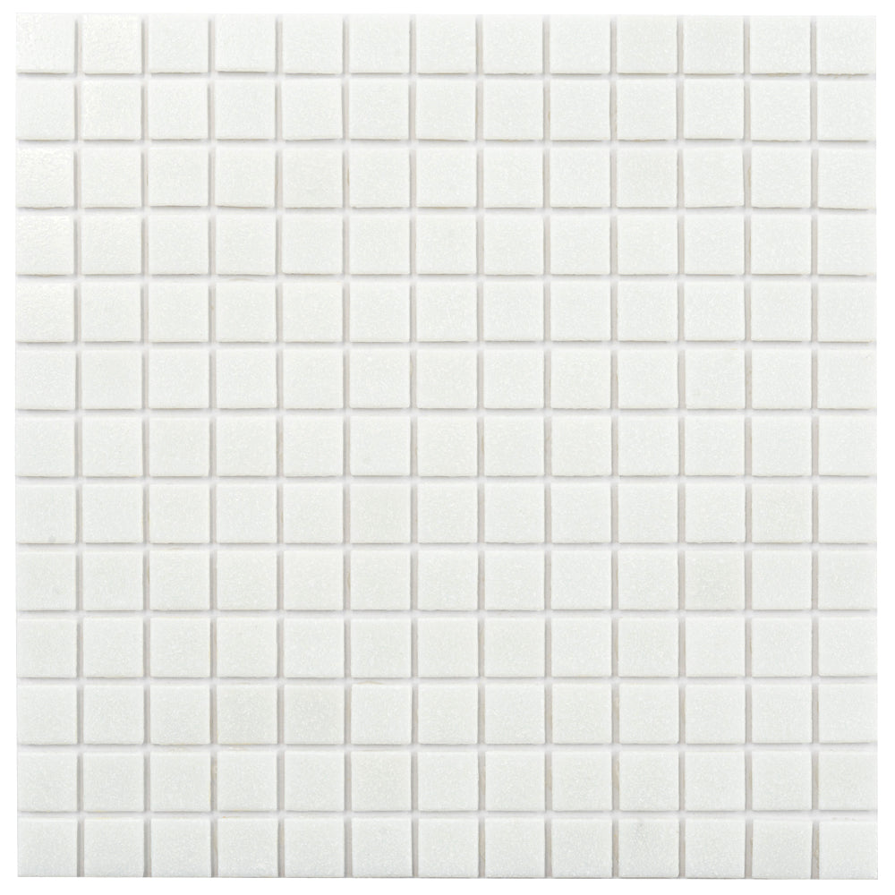 Cotton White 12x12 Glossy Uniform Square Glass Mosaic Tile (20 pack, 20 sq ft/case)