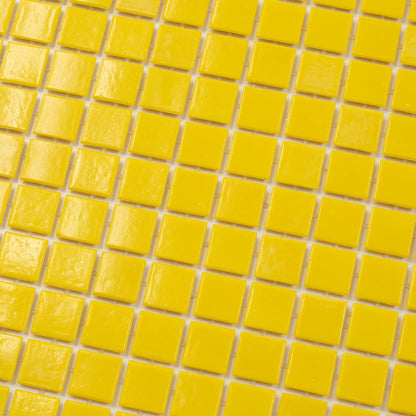 Lemon Yellow 12x12 Glossy Uniform Square Glass Mosaic Tile (20 pack, 20 sq ft/case)