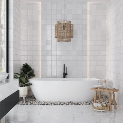 White 5x5 Glossy Subway Ceramic Tile (57 pack, 10.76 sq ft/case) - Sample
