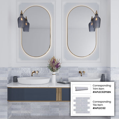 Icy Lilac 1x8 Glossy Ceramic Bullnose Tile Trim (10 pack, 0.556 sq ft/case)