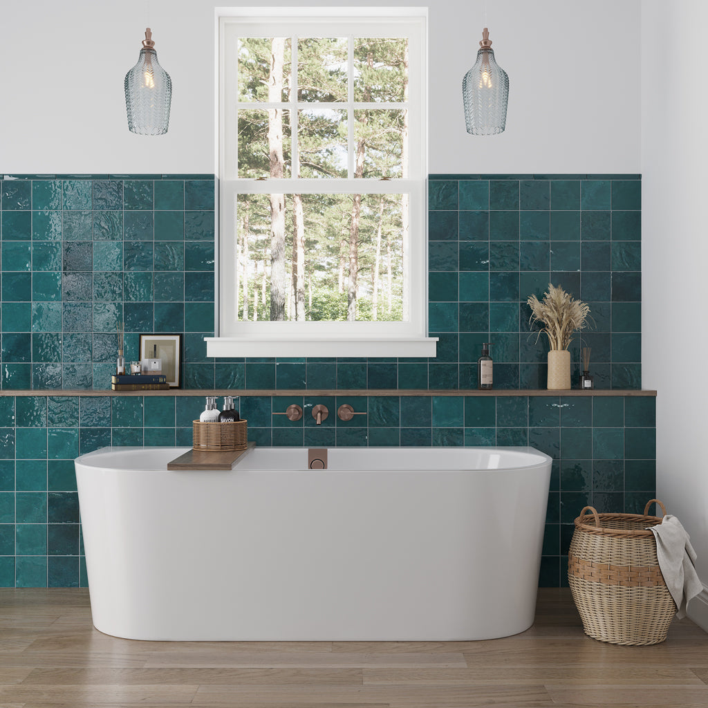 Ocean Green 5x5 Glossy Subway Ceramic Tile (57 pack, 10.76 sq ft/case) - Sample