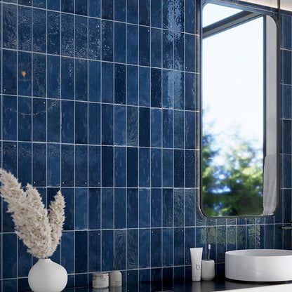 Dark Blue 2.58 in. x 8 in. Polished Ceramic Subway Tile (5.38 sq ft/case)