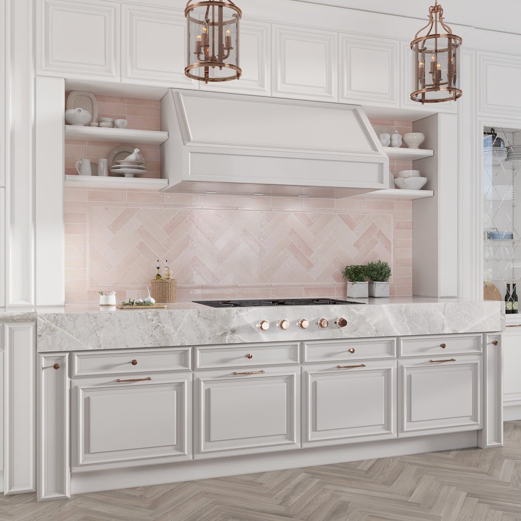 Soft Pink 2.5x8 Glossy Subway Ceramic Tile (38 pack, 5.38 sq ft/case) - Sample