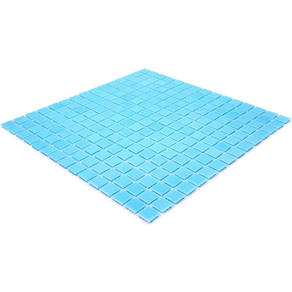 Aqua Blue 12x12 Glossy Uniform Square Glass Mosaic Tile (20 pack, 20 sq ft/case) - Sample