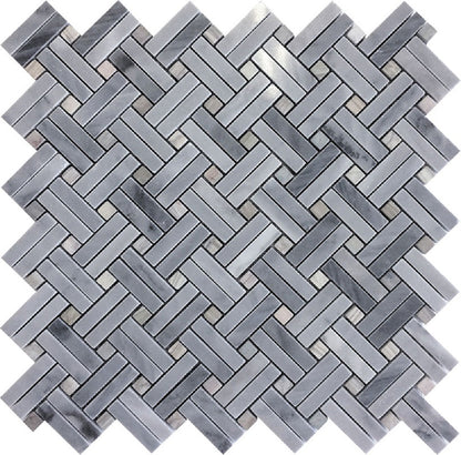 Gray 11x11 Basketweave Polished Marble Mosaic Tile (5 pack, 4.47 sq ft/case) - Sample