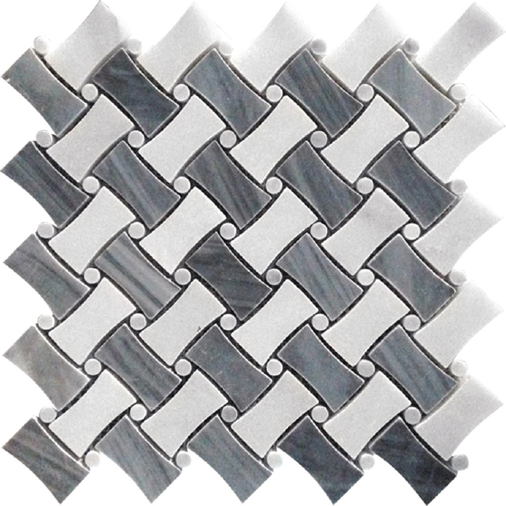 Bardiglio Nuvolato Eastern White 11x11 Polished Basketweave Marble Mosaic Tile (5 pack, 4.2 sq ft/case)