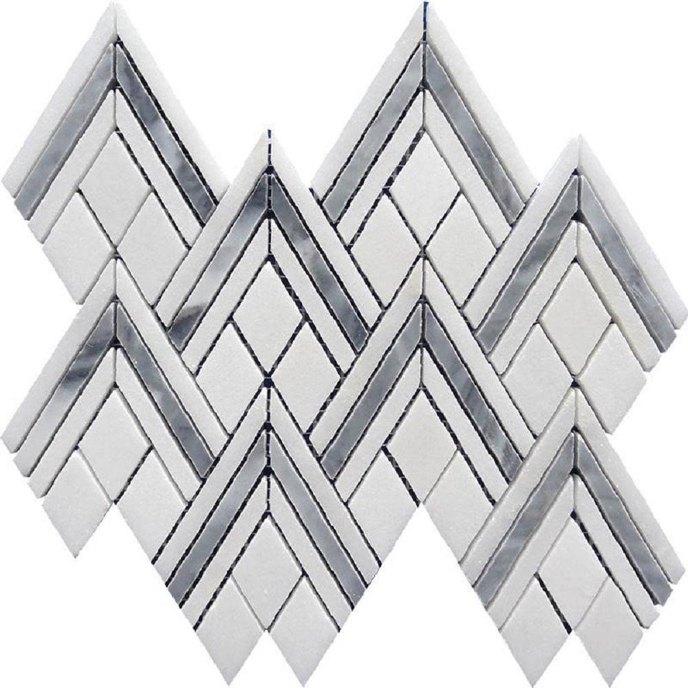 Gray White 9x10 Polished Pike Peak Marble Mosaic Tile (5 pack, 2.99 sq ft/case)