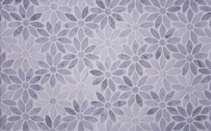 Carrara Grey Eastern White 11x12 Polished Multi-shaped Marble Mosaic Tile (5 pack, 4.46 sq ft/case)
