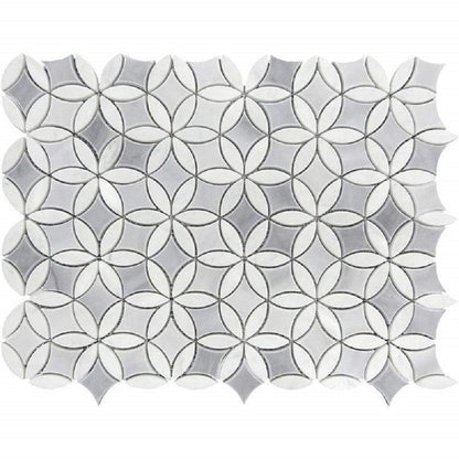 Gray White 12x15 Polished Multi-shaped Marble Mosaic Tile (5 pack, 6.18 sq ft/case) - Sample