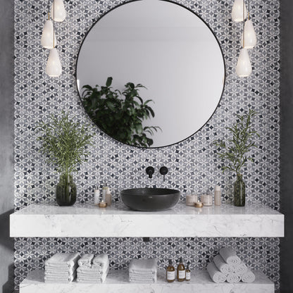 Gray White 12x15 Polished Floral Marble Mosaic Tile (5 pack, 6.18 sq ft/case)