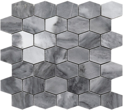 Gray 12x12 Polished Hexagon Marble Mosaic Tile (5 pack, 4.875 sq ft/case) - Sample