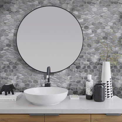 Gray 12x12 Polished Hexagon Marble Mosaic Tile (5 pack, 4.875 sq ft/case) - Sample
