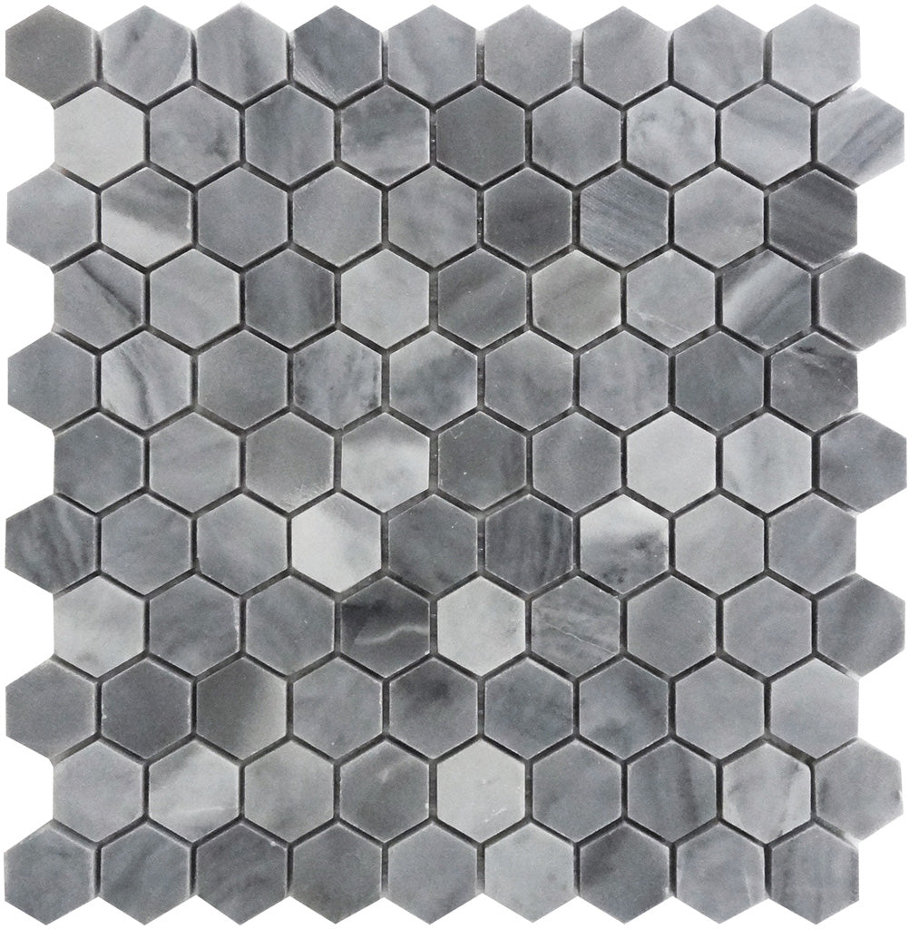 Gray 11x12 Polished Hexagon Bardiglio Nuvolato Marble Mosaic Tile (5 pack, 4.71 sq ft/case)
