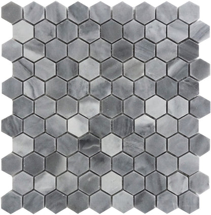 Gray 11x12 Polished Hexagon Marble Mosaic Tile (5 pack, 4.71 sq ft/case) - Sample