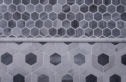 Gray White 11x13 Polished Hexagon Bardiglio Nuvolato Bianco Carrara Marble Mosaic Tile (5 pack, 5.15 sq ft/case)