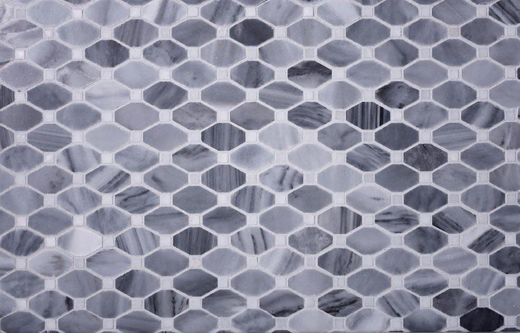 Bardiglio Nuvolato Eastern White 12x12 Polished Octagon Marble Mosaic Tile (5 pack, 5.08 sq ft/case)