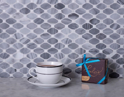 Bardiglio Nuvolato Eastern White 12x12 Polished Octagon Marble Mosaic Tile (5 pack, 5.08 sq ft/case)
