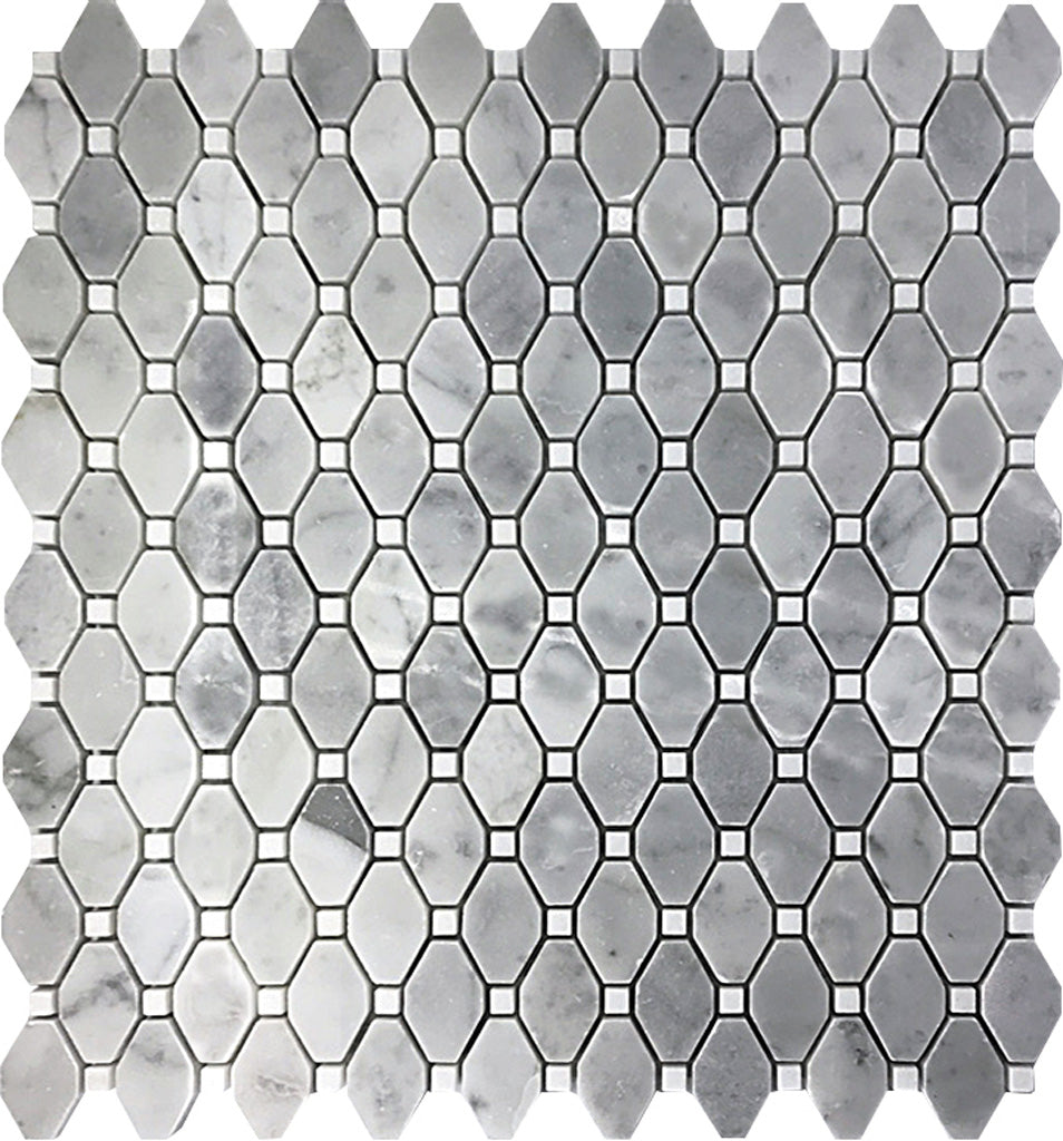 Bardiglio Nuvolato Eastern White 12x12 Polished Octagon Marble Mosaic Tile (5 pack, 5.08 sq ft/case)