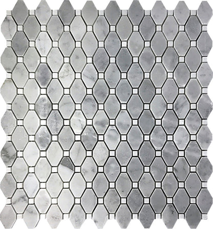 Bardiglio Nuvolato Eastern White 12x12 Polished Octagon Marble Mosaic Tile (5 pack, 5.08 sq ft/case)