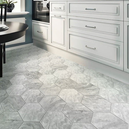 Gray 10x10 Honed Hexagon Bardiglio Marble Tile (5 pack, 2.95 sq ft/case)
