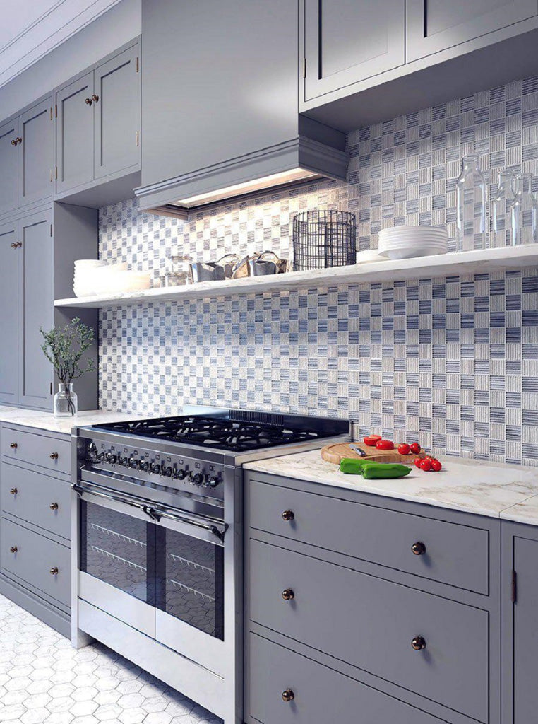 White Gray 12x12 Polished Brick Marble Mosaic Tile (5 pack, 5 sq ft/case) - Sample