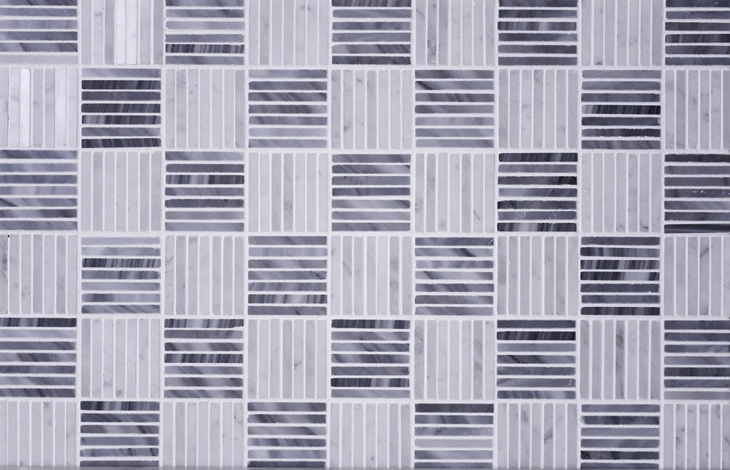 White Gray 12x12 Polished Brick Bardiglio Nuvolato Bianco Carrara Marble Mosaic Tile (5 pack, 5 sq ft/case)