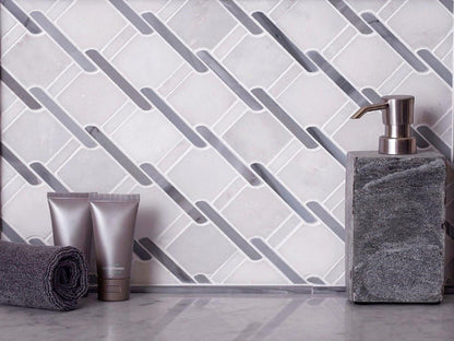 White Gray 11x12 Polished Multi-shaped Marble Mosaic Tile (5 pack, 4.66 sq ft/case) - Sample
