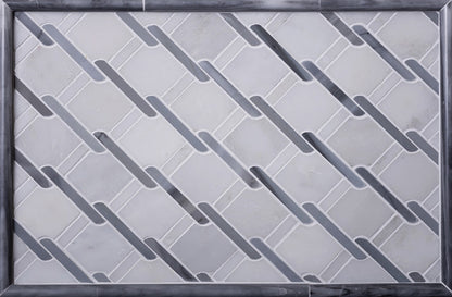 White Gray 11x12 Polished Multi-shaped Marble Mosaic Tile (5 pack, 4.66 sq ft/case) - Sample
