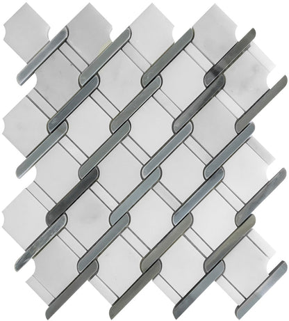 Eastern White, Bardiglio Nuvolato 11x12 Polished Multi-shaped Marble Mosaic Tile (5 pack, 4.66 sq ft/case)