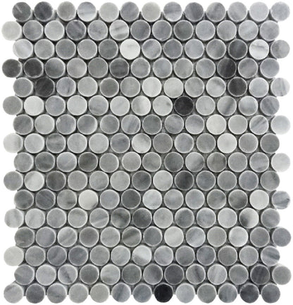 Gray 11x12 Polished Penny Round Marble Mosaic Tile (5 pack, 4.83 sq ft/case) - Sample