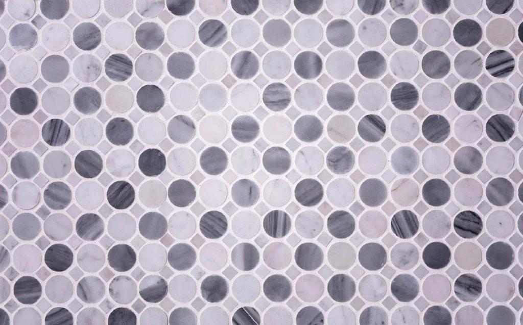 White Gray 13x13 Polished Multi-shaped Bardiglio Nuvolato Carrara Marble Mosaic Tile (5 pack, 5.6 sq ft/case)