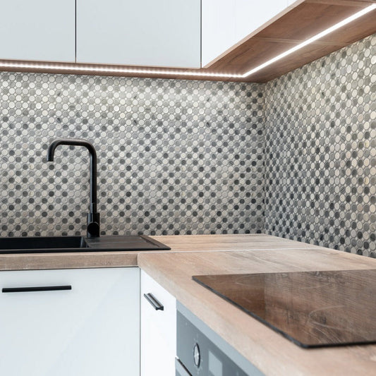 White Gray 13x13 Polished Multi-shaped Bardiglio Nuvolato Carrara Marble Mosaic Tile (5 pack, 5.6 sq ft/case)