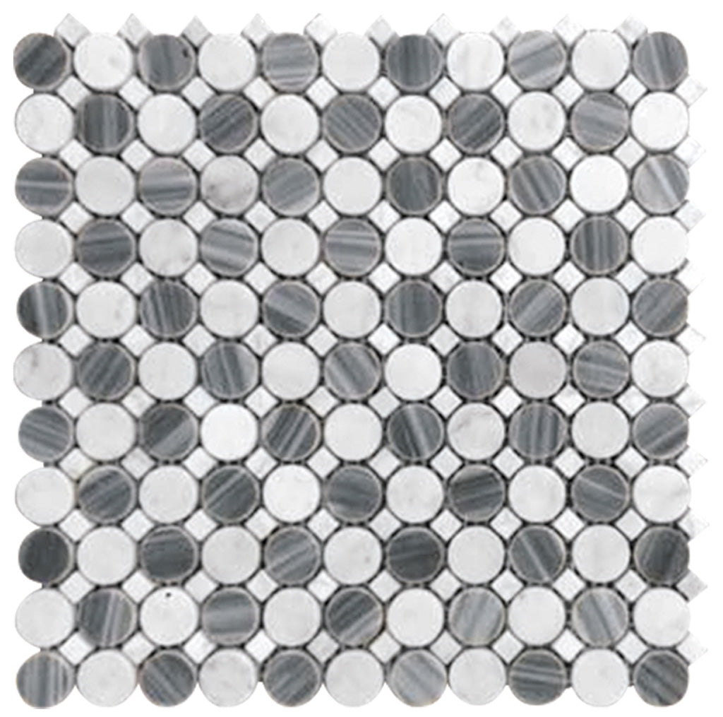 White Gray 13x13 Polished Multi-shaped Bardiglio Nuvolato Carrara Marble Mosaic Tile (5 pack, 5.6 sq ft/case)