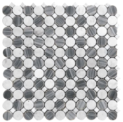 White Gray 13x13 Polished Multi-shaped Bardiglio Nuvolato Carrara Marble Mosaic Tile (5 pack, 5.6 sq ft/case)