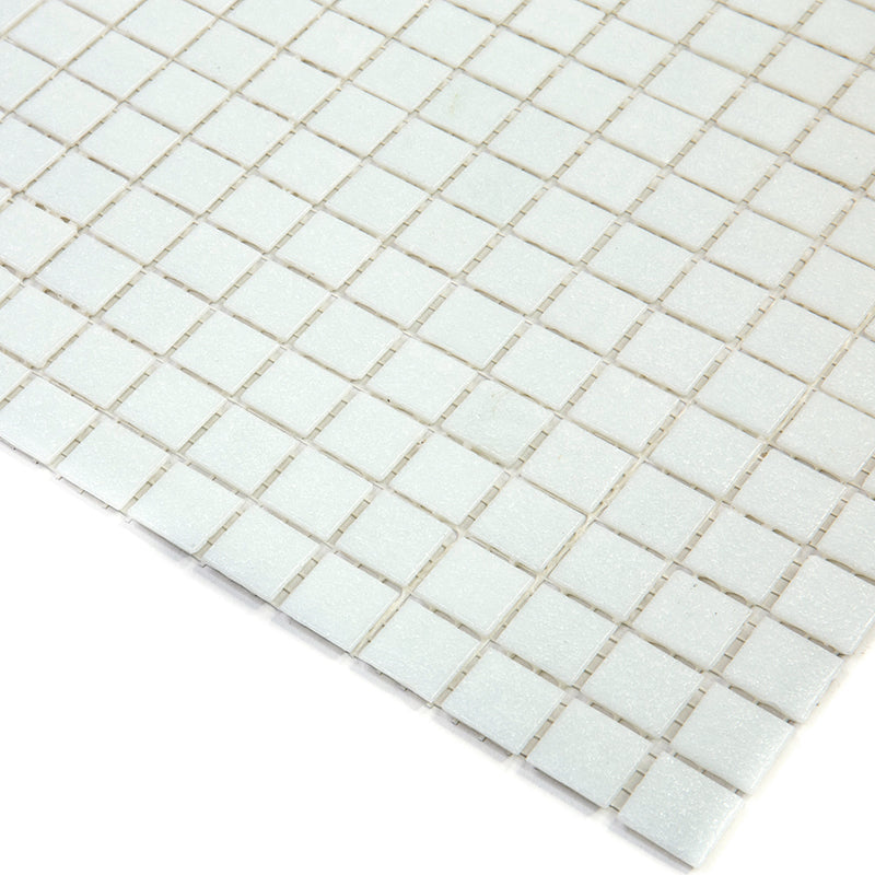 Cotton White 12x12 Glossy Uniform Square Glass Mosaic Tile (20 pack, 20 sq ft/case) - Sample