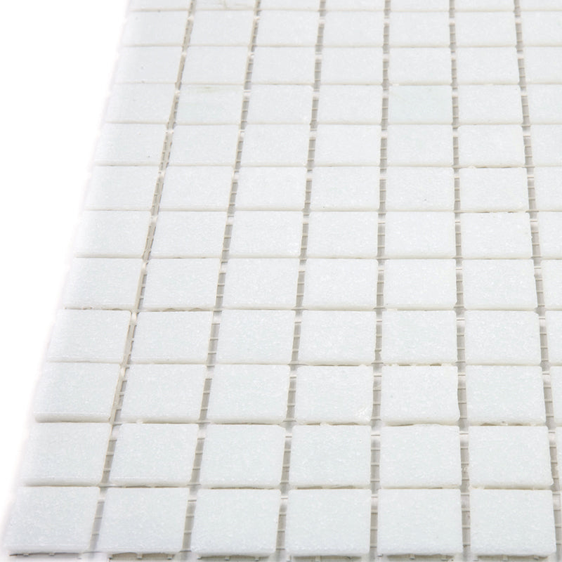 Cotton White 12x12 Glossy Uniform Square Glass Mosaic Tile (20 pack, 20 sq ft/case) - Sample