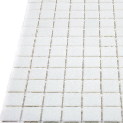 Cotton White 12x12 Glossy Uniform Square Glass Mosaic Tile (20 pack, 20 sq ft/case) - Sample