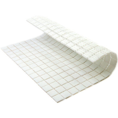 Cotton White 12x12 Glossy Uniform Square Glass Mosaic Tile (20 pack, 20 sq ft/case) - Sample
