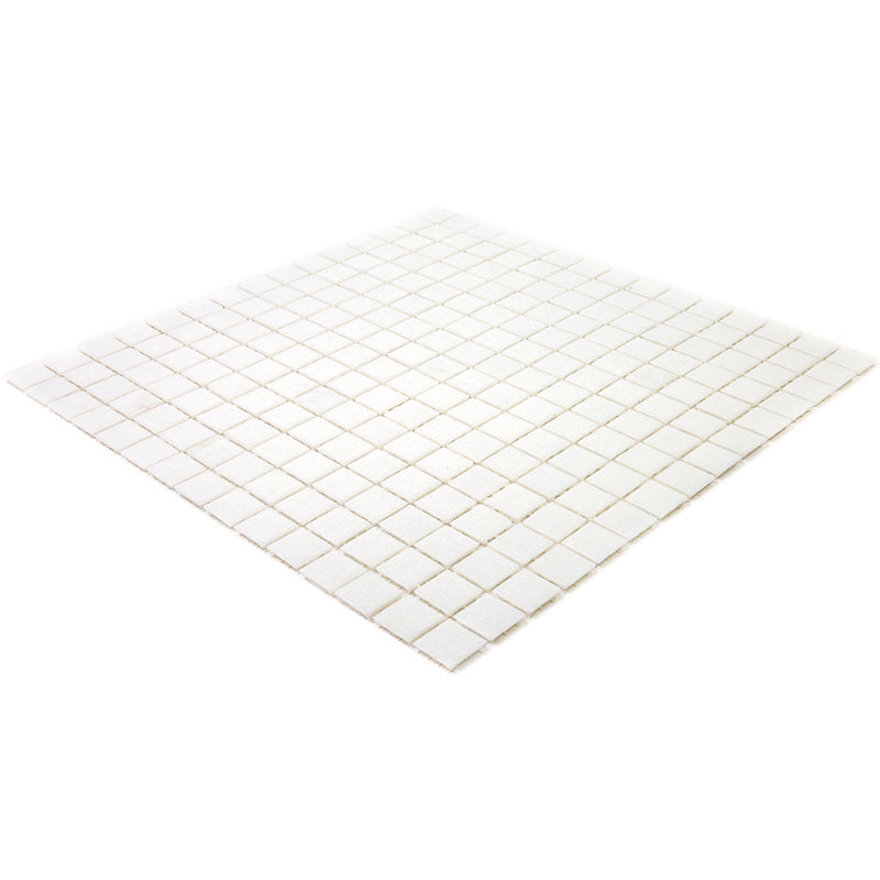 Cotton White 12x12 Glossy Uniform Square Glass Mosaic Tile (20 pack, 20 sq ft/case) - Sample