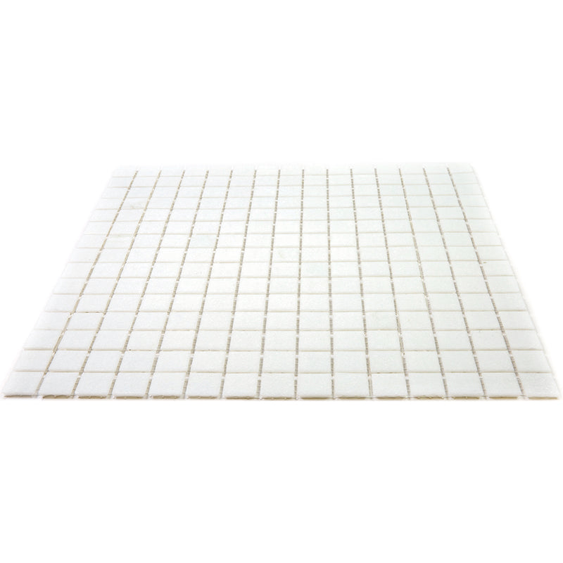 Cotton White 12x12 Glossy Uniform Square Glass Mosaic Tile (20 pack, 20 sq ft/case) - Sample