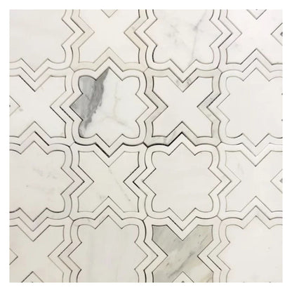 Warm White 10x10 Honed Star and Cross Dolomite Calacatta Marble Mosaic Tile (5 pack, 3.54 sq ft/case)