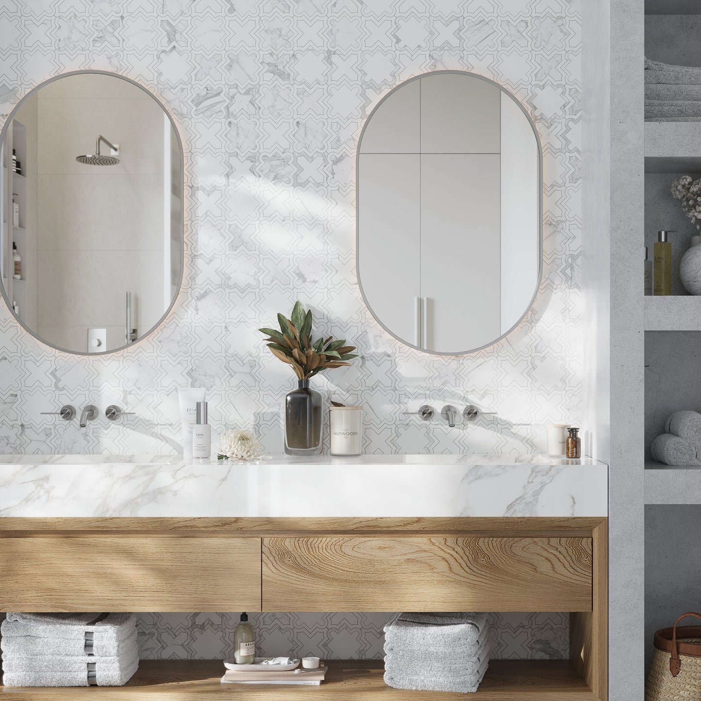 Warm White 10x10 Honed Star and Cross Dolomite Calacatta Marble Mosaic Tile (5 pack, 3.54 sq ft/case)