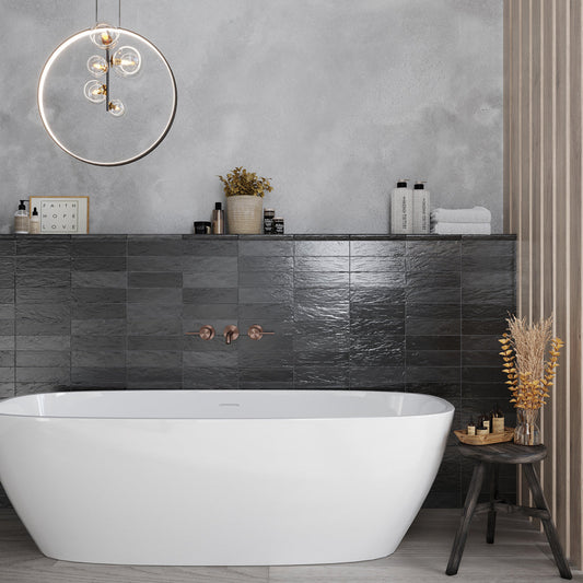 Black 2.5x8 Glossy Matte Subway Ceramic Tile (38 pack, 5.38 sq ft/case) - Sample