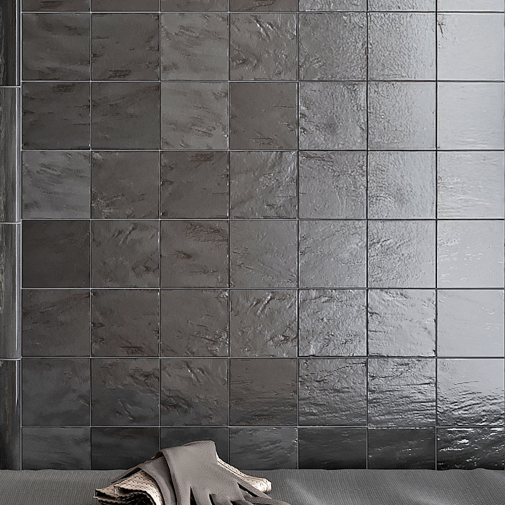 Black 4x4 Glossy Matte Subway Ceramic Tile (60 pack, 6.46 sq ft/case)
