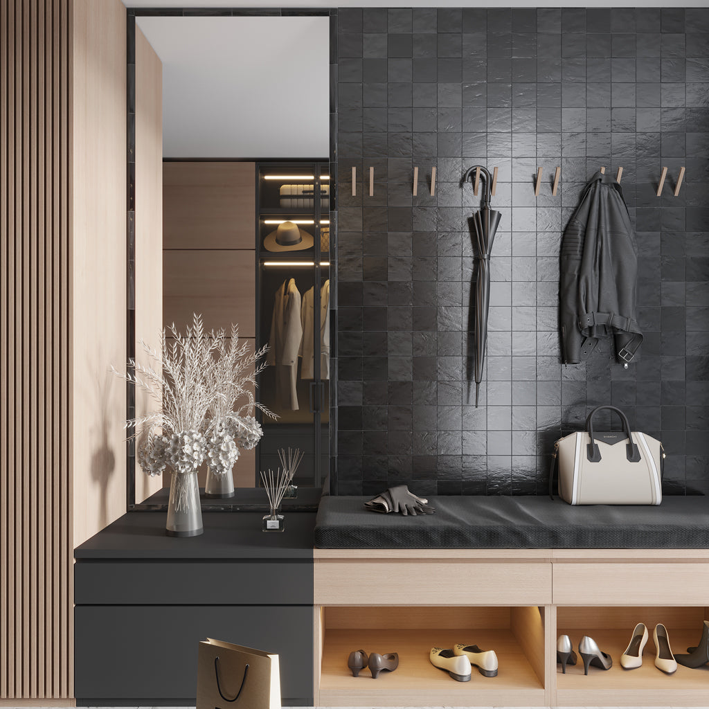 Black 4x4 Glossy Matte Subway Ceramic Tile (60 pack, 6.46 sq ft/case)