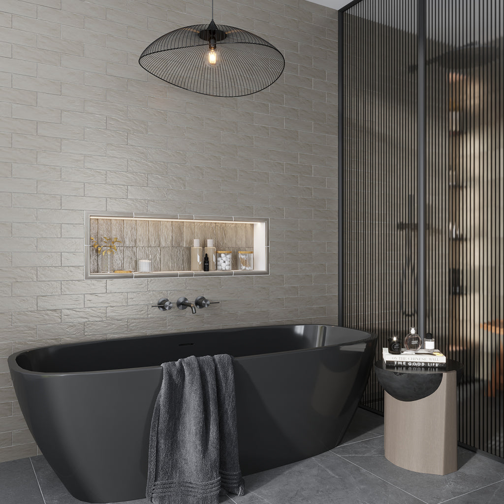 Cloud Gray 2.5x8 Glossy Matte Subway Ceramic Tile (38 pack, 5.38 sq ft/case)