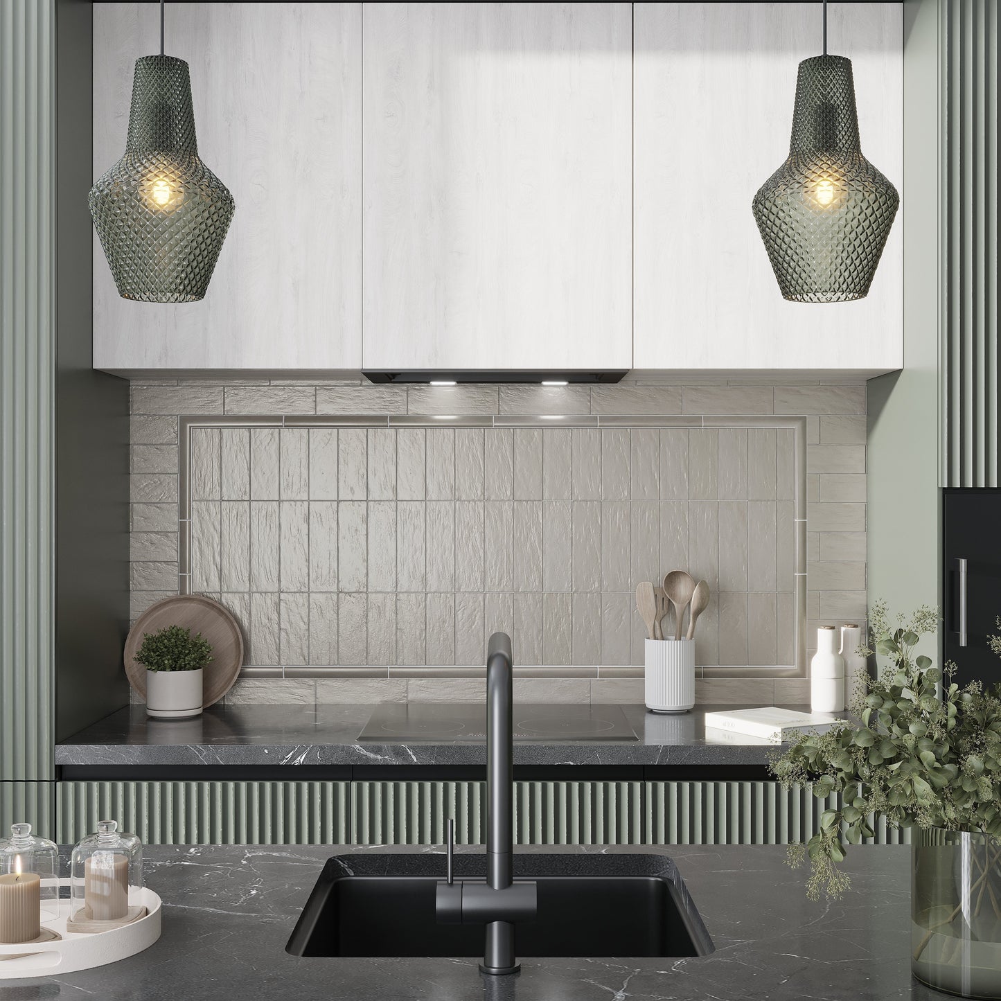 Light Tea Green 2.5x8 Glossy Matte Subway Ceramic Tile (38 pack, 5.38 sq ft/case) - Sample