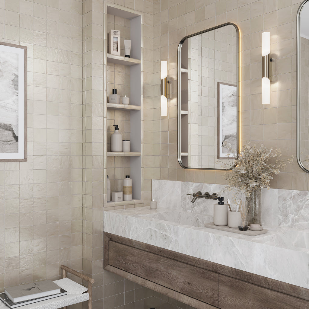 Light Tea Green 2.5x8 Glossy Matte Subway Ceramic Tile (38 pack, 5.38 sq ft/case) - Sample