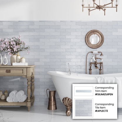 Grayish Blue 2.5x8 Glossy Matte Subway Ceramic Tile (38 pack, 5.38 sq ft/case)