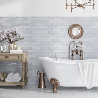 Grayish Blue 2.5x8 Glossy Matte Subway Ceramic Tile (38 pack, 5.38 sq ft/case) - Sample